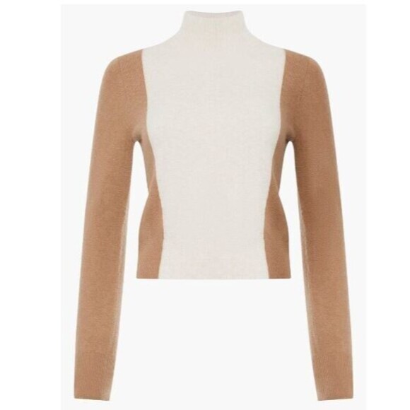 French Connection Sweater Libby Vhari NWT Color Block Top Oatmeal Size XS - Picture 4 of 11